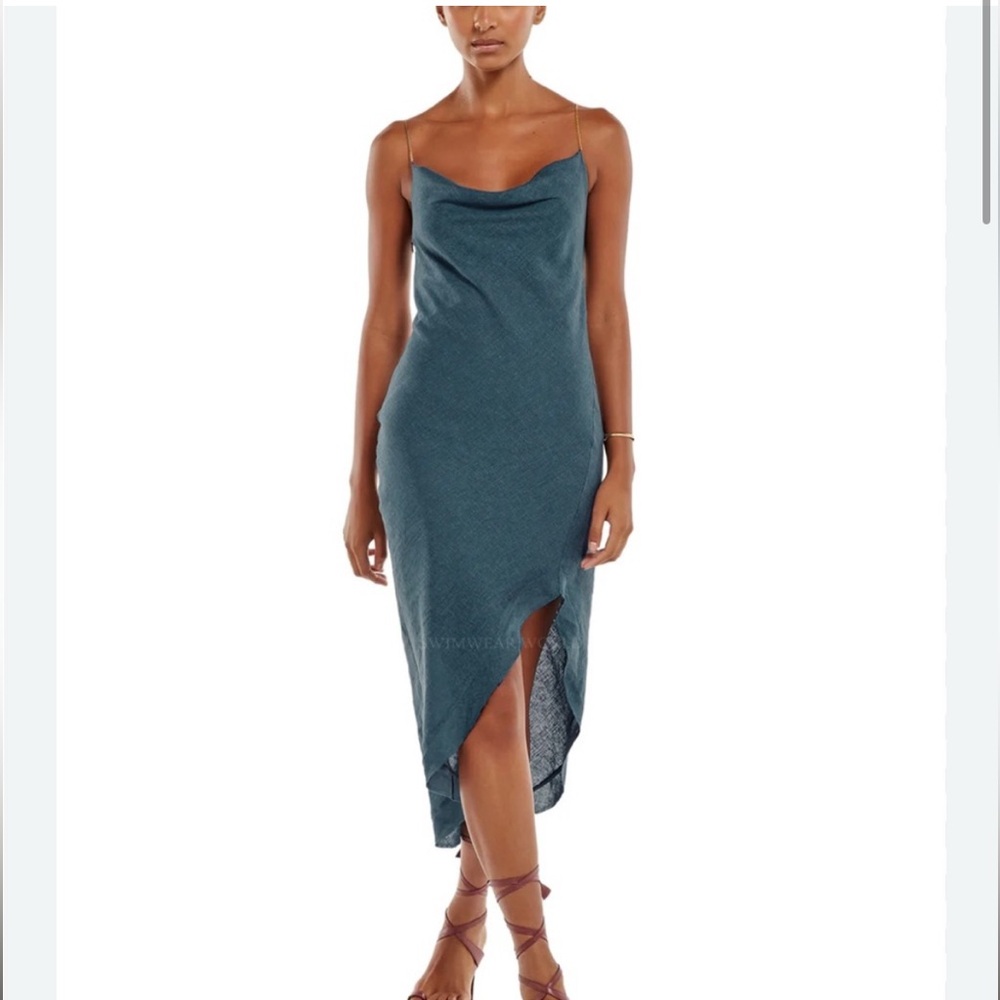 Vix Teal Blue Midi Slip Dress